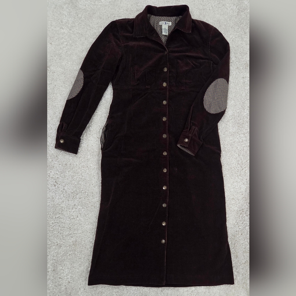 Duck Head Brown Ribbed Corduroy w/Elbow Patchwork Button Down Coat, Size 6